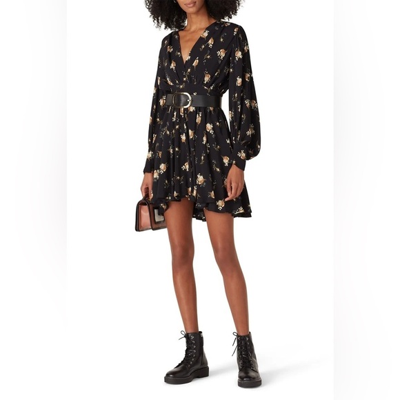 Maje Dresses & Skirts - Maje Rasmus Floral Print Skater Long Sleeve Mini Dress Sz:34/US XS